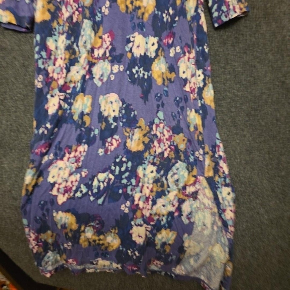 Stan Herman Gown Womens XL Purple Floral Jersey Kaftan Zip Front 3/4 Sleeve - Picture 9 of 12